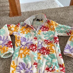 Colorful Floral Zip-Up Jacket base layer or spring/ fall jacket.